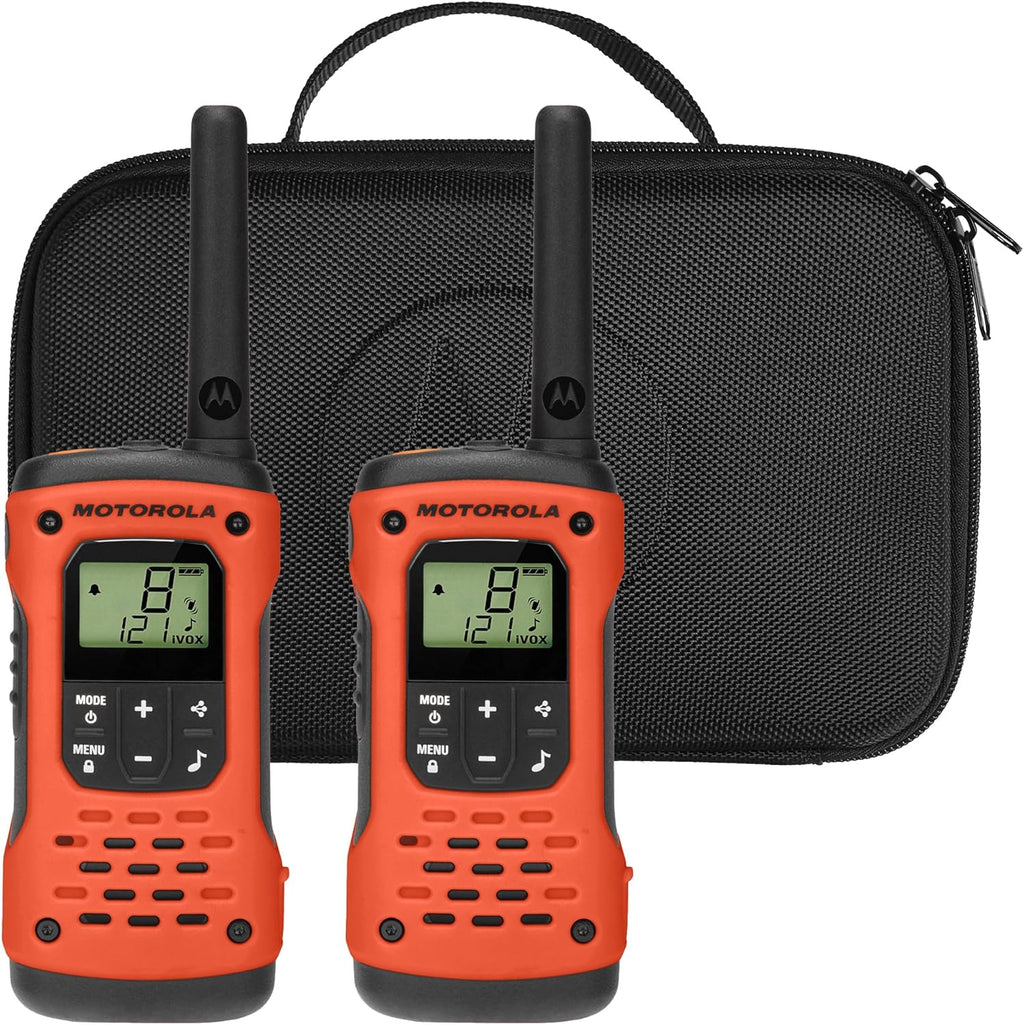 Motorola Solutions, Portable FRS, T605_H2O, Talkabout, Two Way Radios Waterproof Walkie Talkie Emergency Preparedness, Rechargeable, 22 Channel, 35 Mile, Orange W/Black, 2 Pack