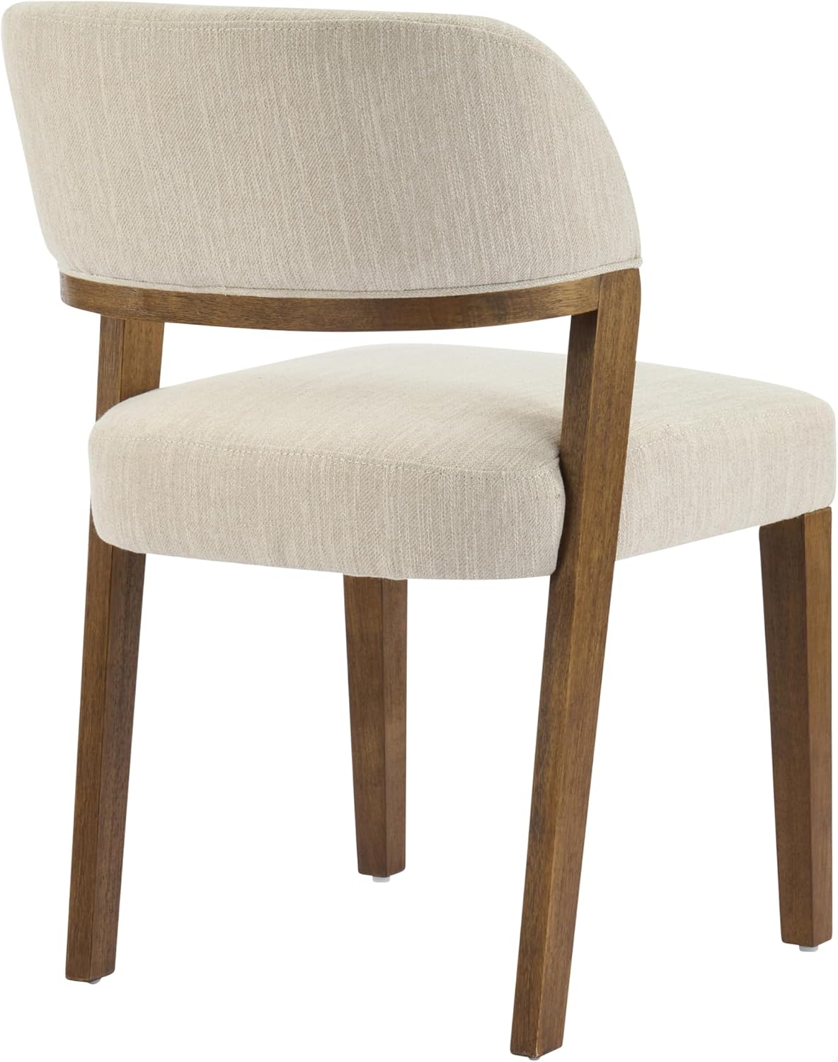 Christopher Knight Home Hanie Modern Upholstered Dining Chair Set of 2, Curved Backrest Kitchen Side Chair, Wooden Armless Dining Room Chair, Extra Seat for Living Room, Walnut+Beige