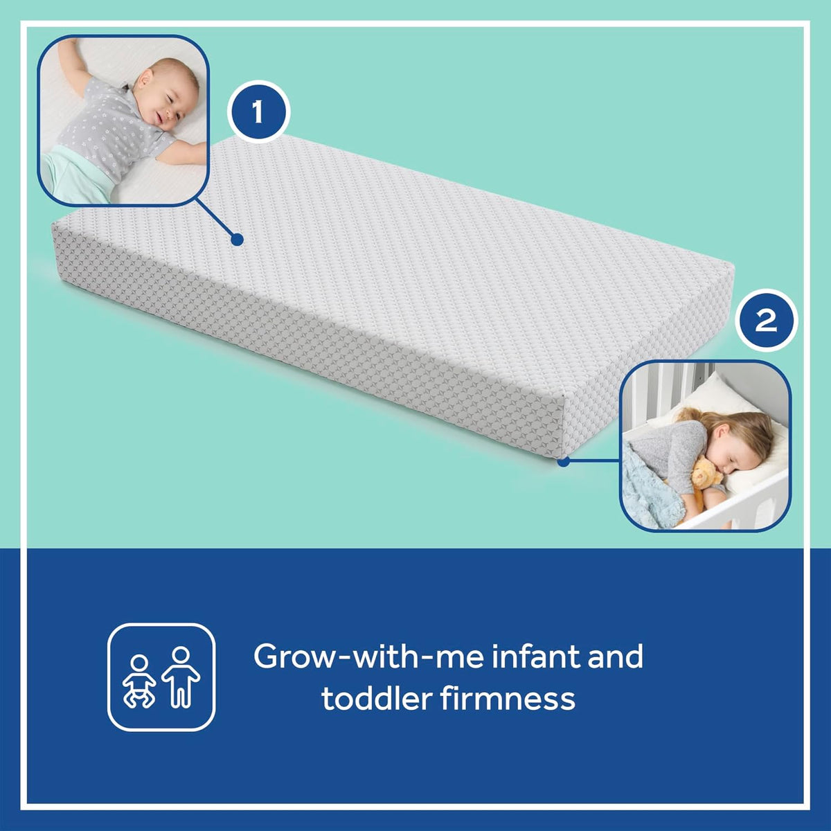 Sealy Baby Refresh Breathable Crib Mattress, GREENGUARD Gold Certified, Made in USA, Removable Knit Cover, 2 Stage, Toddler Bed Fit, Safety & Quality Tested, 52x28