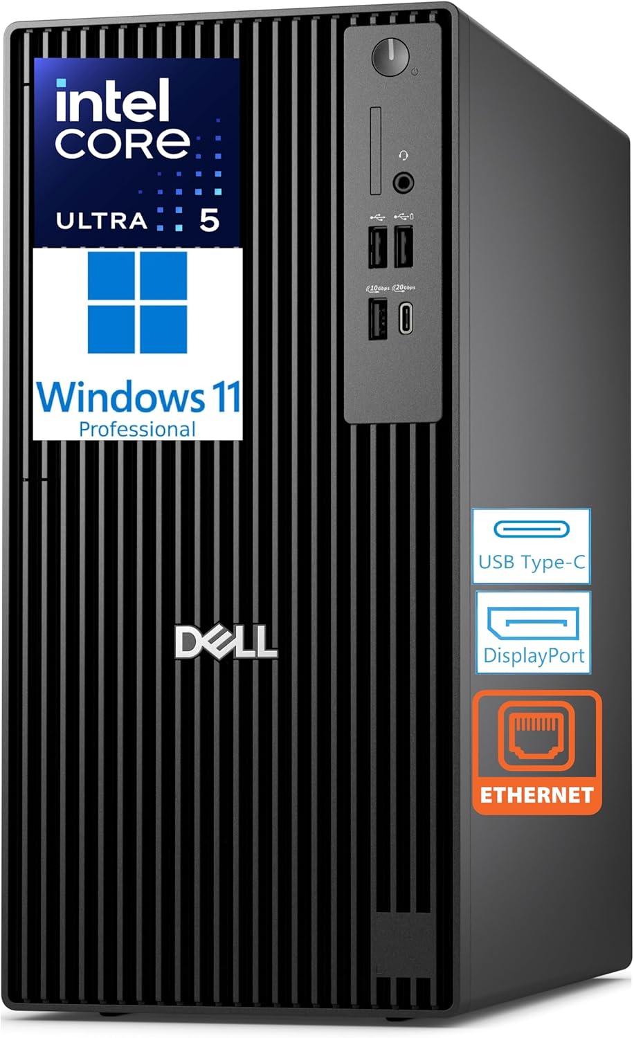 Dell Pro Tower Plus Tower Desktop Computer, Intel Core Ultra 5 235, 16GB RAM, 512GB SSD, Ethernet USB-C DisplayPort, Supports Up to 4 Monitors, Windows 11 Pro, Business Everyday Use