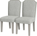 GarveeHome Upholstered Dining Chair Set, Solid Wood Chairs with Solid Wood Legs, Padded High Back Dining Chair with Nailhead Trim, Fabric Side Chair for Dining Room Kitchen Restaurant (Grey, 2PCS)