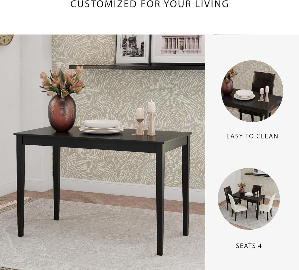 Signature Design by Ashley Kimonte Rectangular Dining Room Table, Black