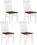 Giantex Wooden Dining Chairs Set of 4, Farmhouse Kitchen Chair with Hollowed Backrests & Rubber Wood Seats, Rustic Wood Side Chairs for Home Living Room Restaurant