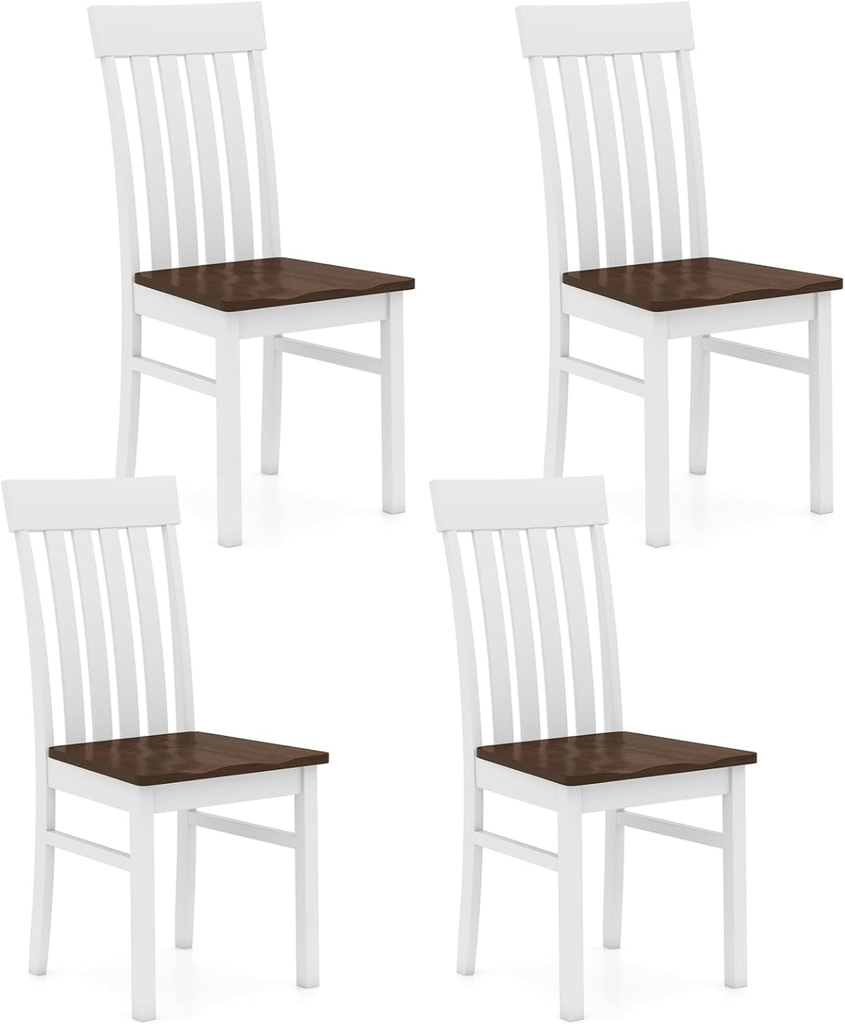 Giantex Wooden Dining Chairs Set of 4, Farmhouse Kitchen Chair with Hollowed Backrests & Rubber Wood Seats, Rustic Wood Side Chairs for Home Living Room Restaurant