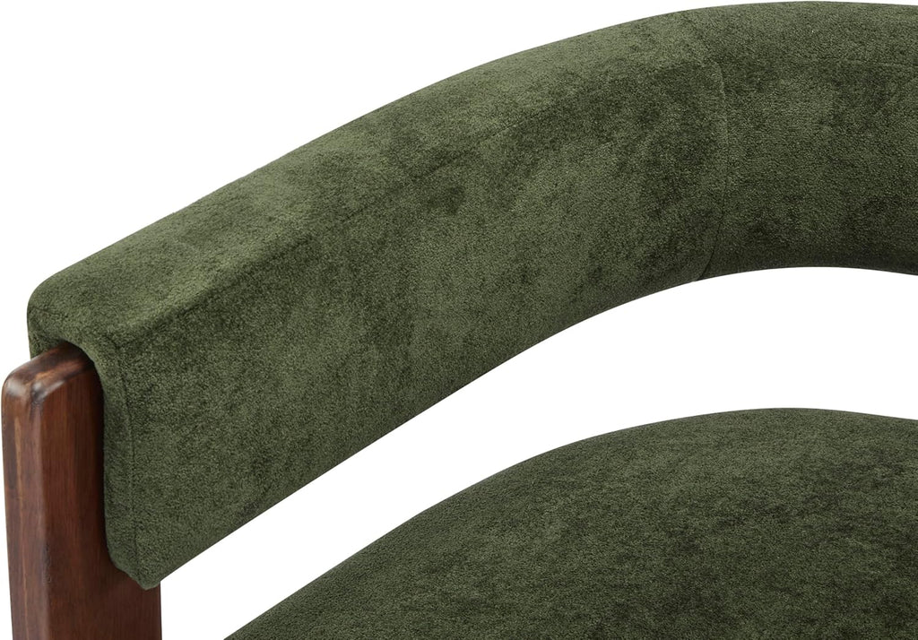 Christopher Knight Home Nettie Modern Accent Chair for Living Room, Velvet Fabric Single Lounge Sofa Chair with Wooden Frame, Comfy Reading Chair for Bedroom, Lounge Armchair with Cushion, Olive Green