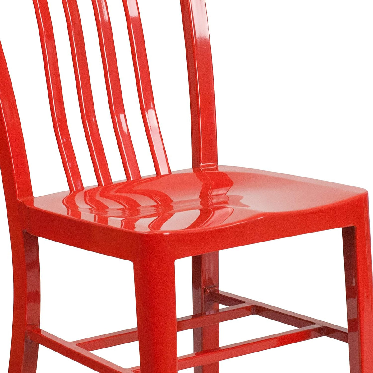 Flash Furniture Gael Indoor/Outdoor Modern Metal Dining Chairs, Commercial-Grade Galvanized Steel Restaurant Chairs, Set of 2, Red