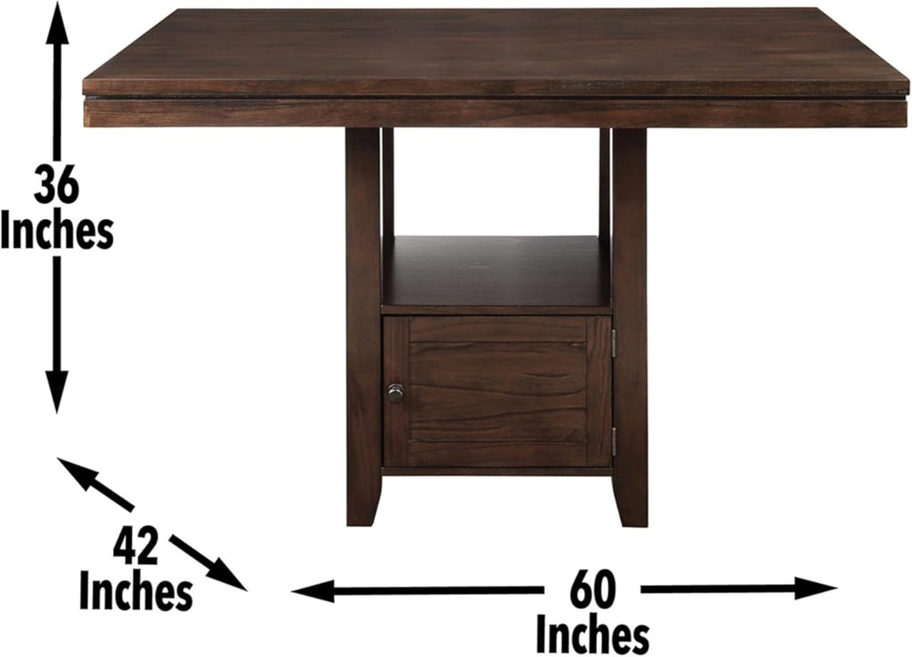 Steve Silver Furniture Yorktown 7-Piece Counter Table Set, 60" Table w/ 6 Upholstered Counter Chairs, Seats up to 8, Dining Room, Hidden Base Storage, 60" L x 42" W x 36" H, Espresso Brown