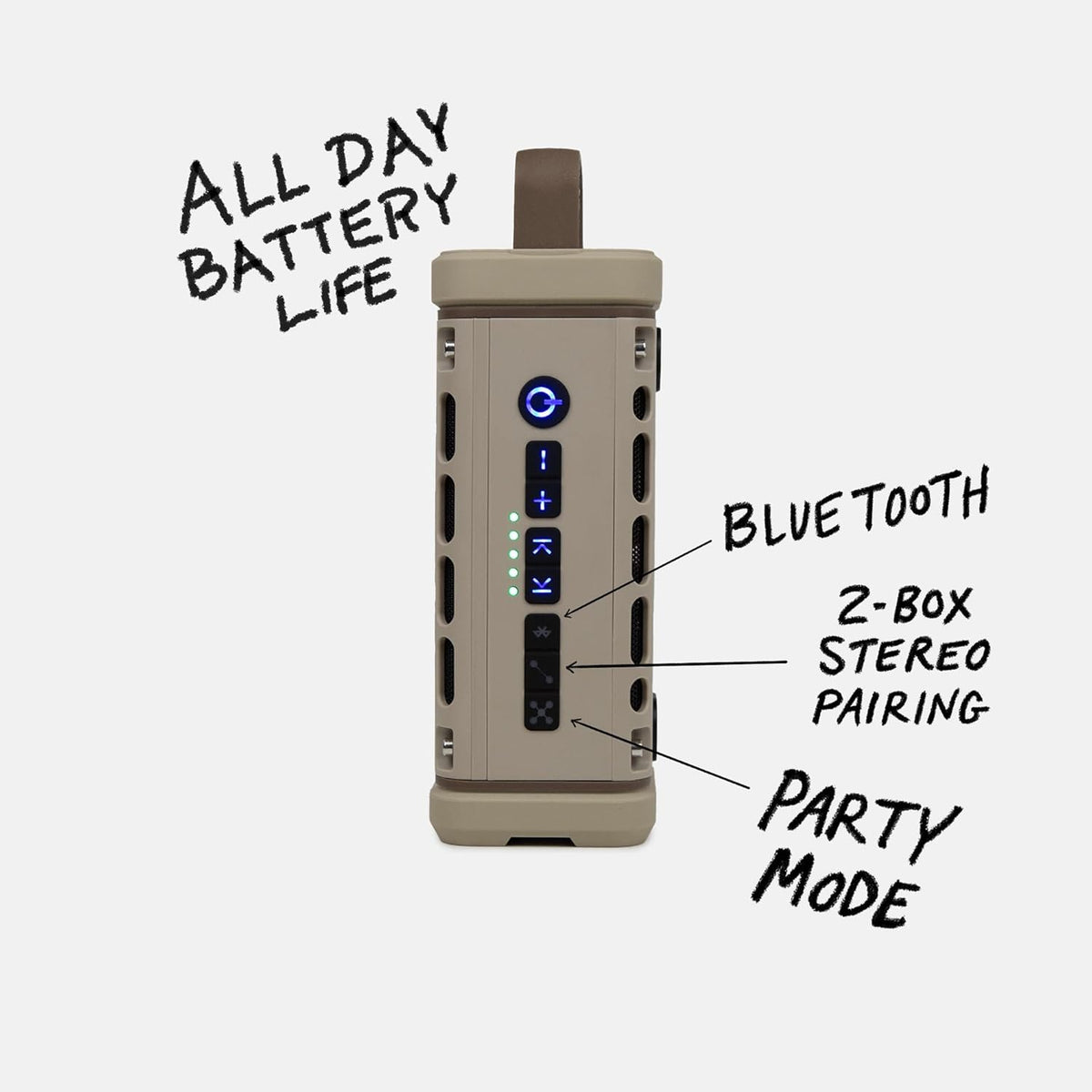 Turtlebox Ranger: Loud! Outdoor Portable Bluetooth 5.4 Speaker | Rugged, Waterproof, Ultra-Portable | Plays to 105db, Deep Bass, Shockproof, Unlimited Pairing for Full Stereo Experience, Tan