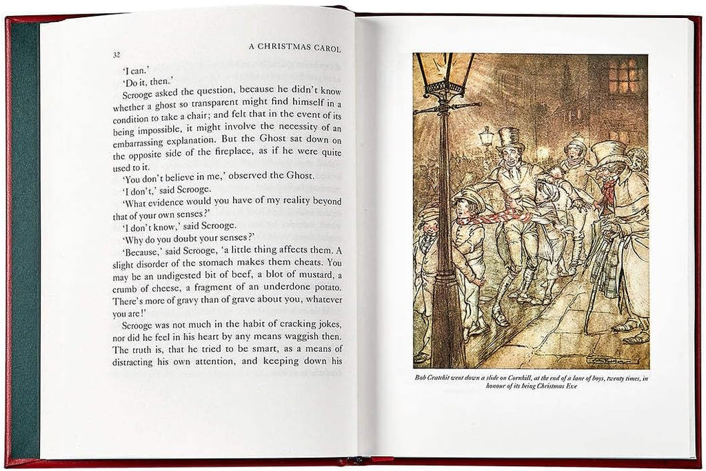 Graphic Image A Christmas Carol - Leather Bound Book Red - Fine Collectible Edition - Made in USA Quality Leather - Made in USA