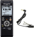 Bundle of OM SYSTEM WS-883 Digital Voice Recorder, Linear PCM/MP3 Recording Formats, USB-A Battery Charging, True Stereo Microphones, 8GB Built-in Memory (Black) + OM SYSTEM Microphone Cable ME-15