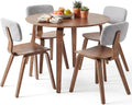 Giantex 37.5" Round Dining Table Set for 4, Rubber Wood Kitchen Table and Chairs with Padded Back, 5 Piece Space Saving Dinner Table Set for Small Apartment, Living Dining Room