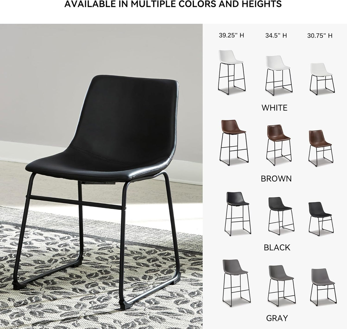 Signature Design by Ashley Centiar Mid Century Dining Room Bucket Chair, 2 Count, Black