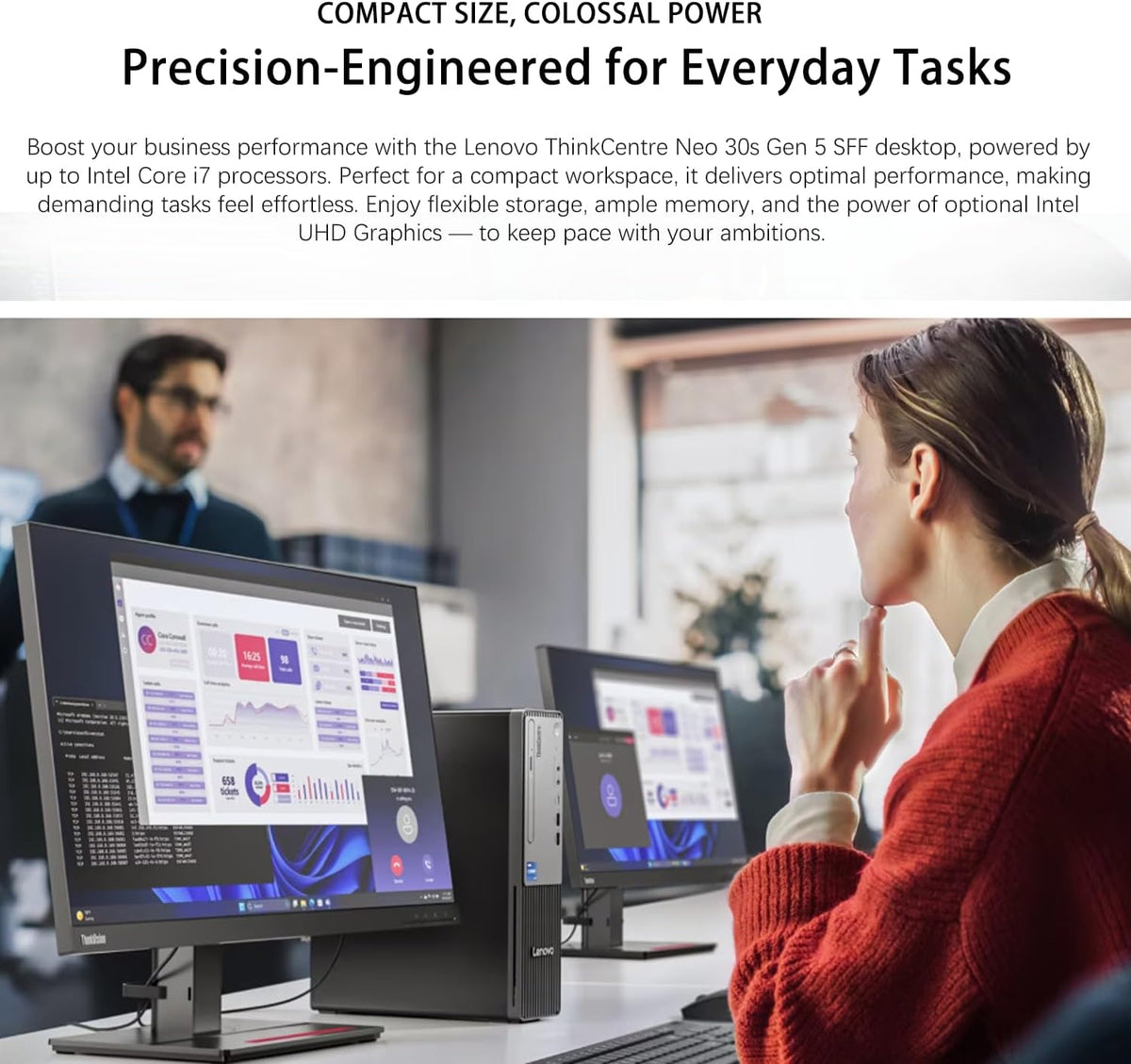 Lenovo ThinkCentre Small Form Factor Business Desktop, 13th Gen Intel Core i7-13620H, 16GB DDR5, 512GB SSD, HDMI, VGA, Wi-Fi, Wired KB & Mouse, Windows 11 Pro, Bundle with Adata 64GB USB Flash Drive