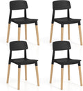 Giantex Modern Dining Chairs Set of 4, Plastic Dining Side Chair Set w/Sturdy Wooden Legs, Ergonomic Backrest & Wide Seat, Armless Kitchen Chairs for Dining Room Living Room Restaurant Cafe (Black)