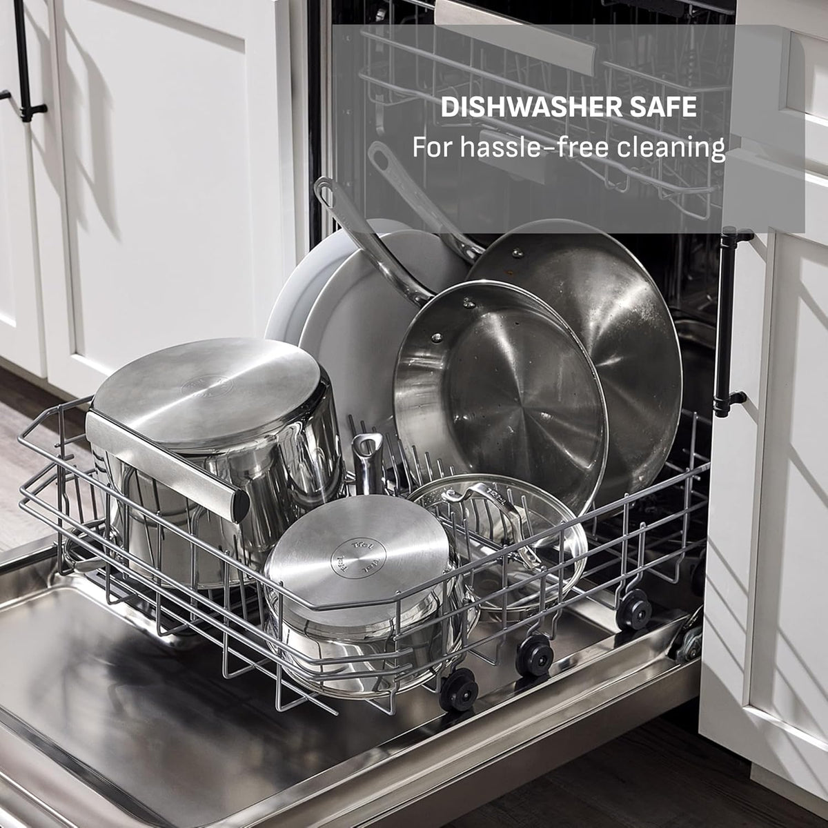 T-fal Gourmet 15-Piece Stainless Steel Cookware Set, Pots and Pans Cooking Set, Dishwasher Safe, Oven Safe to 500°F, Induction Compatible, Stock Pot, Sauce, Saute, Frying Pans, Silver