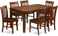 East West Furniture DUNO7-MAH-W 7 Piece Dining Set Consist of a Rectangle Solid Wood Table and 6 Kitchen Room Chairs, 36x60 Inch, Mahogany
