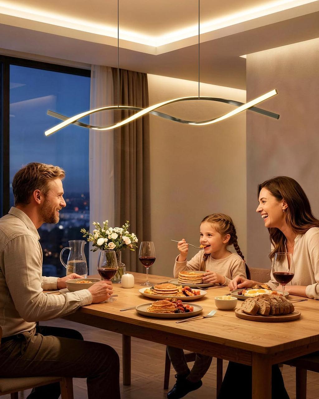 39.4in Modern Chandeliers for Dining Room, 3000K-6000K Adjustable & 10%-100% Dimmable Island Lights for Kitchen, Dining Table Lights Over Dining Areas, Workbench
