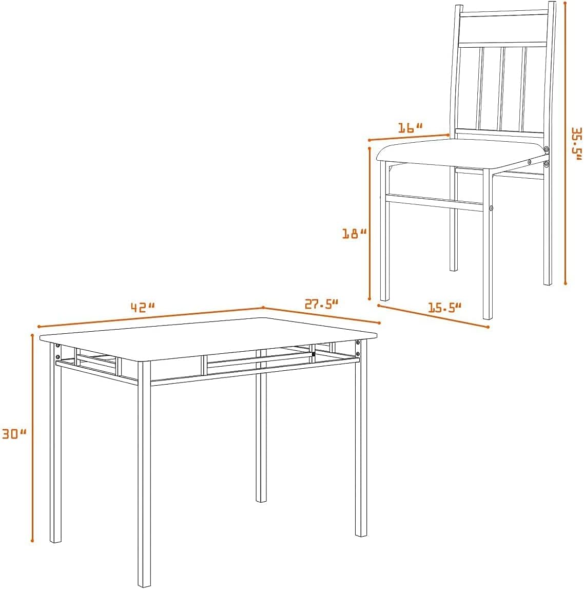 COSTWAY 5-Piece Kitchen Dining Set, Marble Dining Table Set with Sponge Cushion and Metal Structure, Modern Kitchen Table Set for Apartment, Restaurant and Cafe, Grey and Black