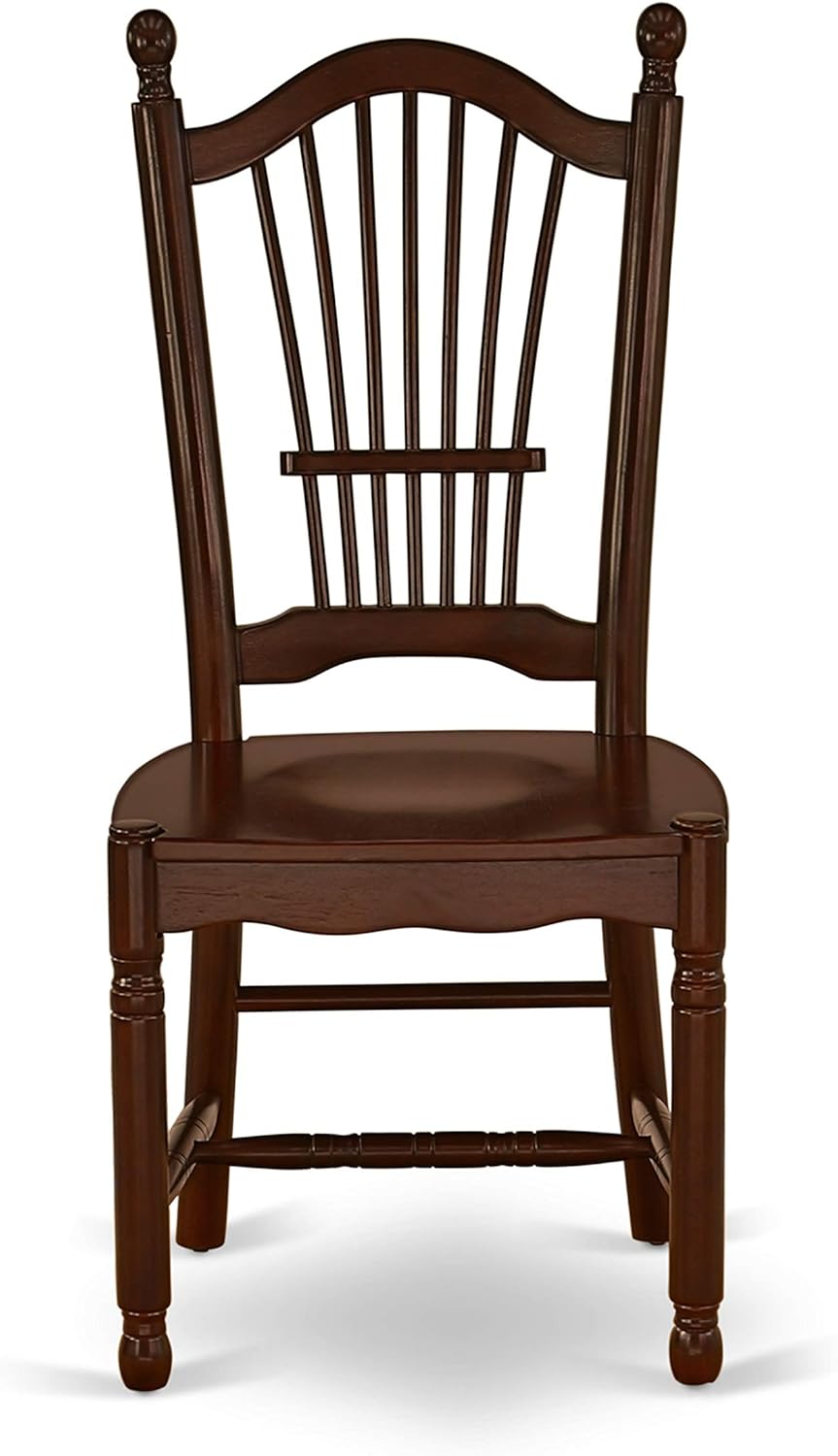 East West Furniture DOC-MAH-W Dover Kitchen Dining Chairs - Slat Back Wood Seat Chairs, Set of 2, Mahogany