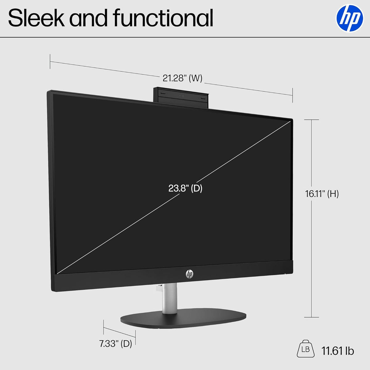 HP 23.8 inch All-in-One Desktop PC, FHD Display, Intel Core i3-N300, 8 GB RAM, 256 GB SSD, Intel UHD Graphics, Windows 11 Home, Jet Black, 24-cr0430 (2025)