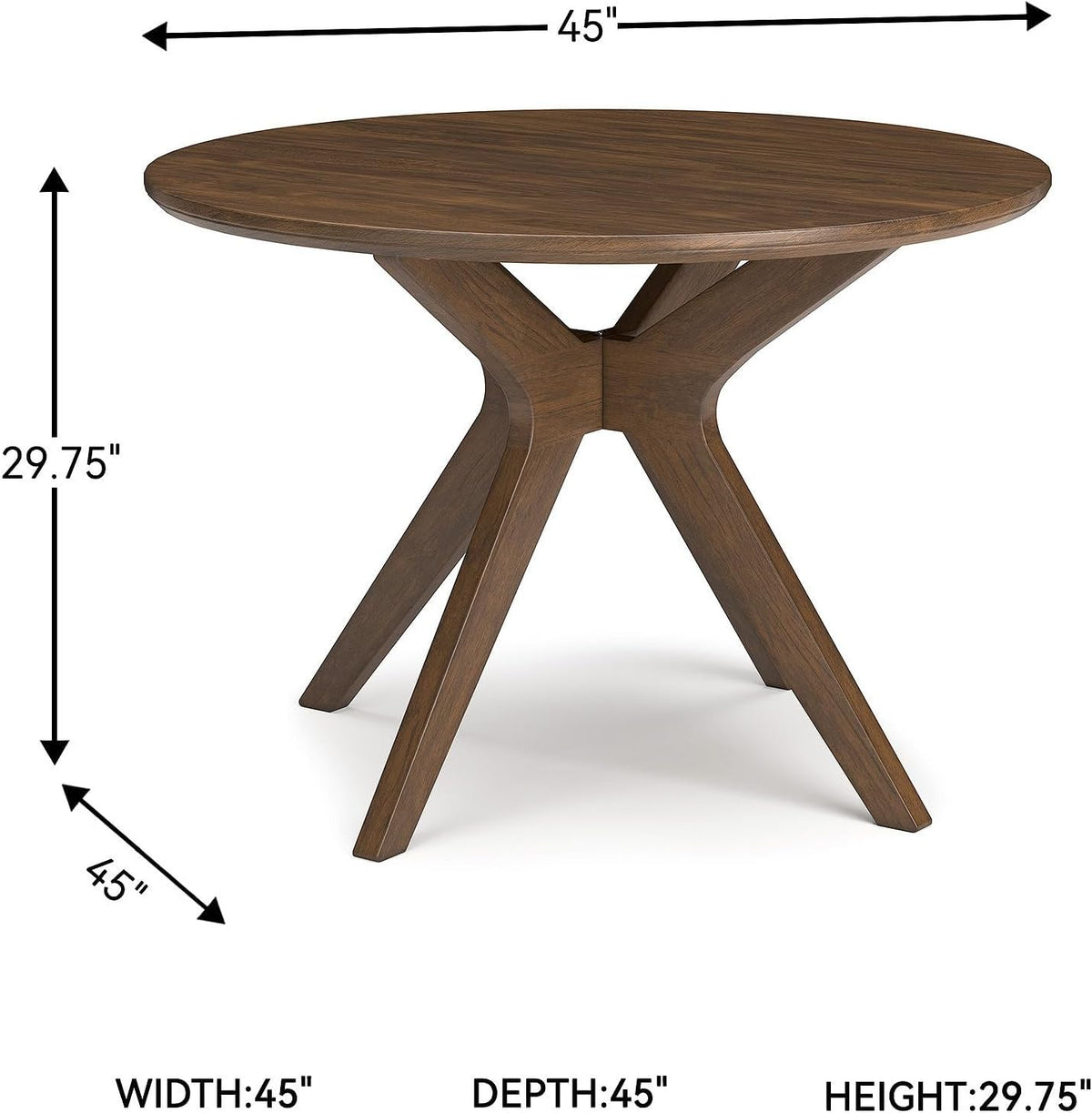 Signature Design by Ashley Lyncott Traditional Round Dining Room Table, Seats up to 4, Brown, 45" W x 29.75" H