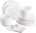 KINGSTONE 24-Piece Bone China Dinnerware Set with 40-Piece flatware, Ivory White Lightweight Porcelain Service for 8, for Family Dining, Restaurants, Gifting, Microwave and Dishwasher Safe
