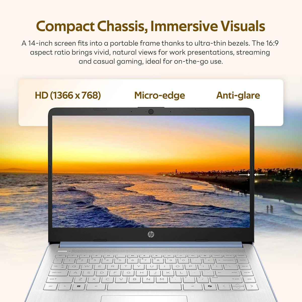 HP Stream 14" Laptop with AI Copilot, Flagship for Students & Business, 13th Gen Intel 4-Core, 4GB RAM, 256GB Storage (128GB UFS + 128GB Docking Station), Office 365 1-Year, Win 11 S, Sky Blue