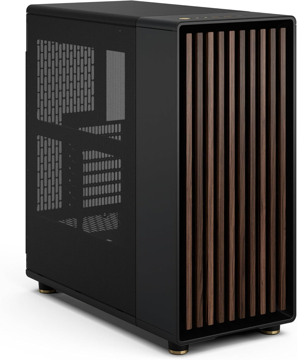 Fractal Design North - Genuine Walnut Wood Front - Mesh Side Panels - Two 140mm Aspect PWM Fans Included - Type C USB - ATX Airflow Mid Tower PC Gaming Case,Charcoal Black