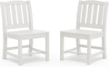 SERWALL Outdoor Dining Chairs Set of 2, All-Weather HDPE Patio Armless Chairs Suitable Outdoor Dining Table, White
