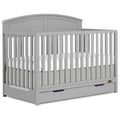 Dream On Me Storybrooke 5-in-1 Convertible Full-Size Crib with Under Drawer, Pebble Grey, GreenGuard Gold & BSA, Convert to Toddler, Day & Full-Size Bed, 3 Mattress Heights, Sustainable Pinewood