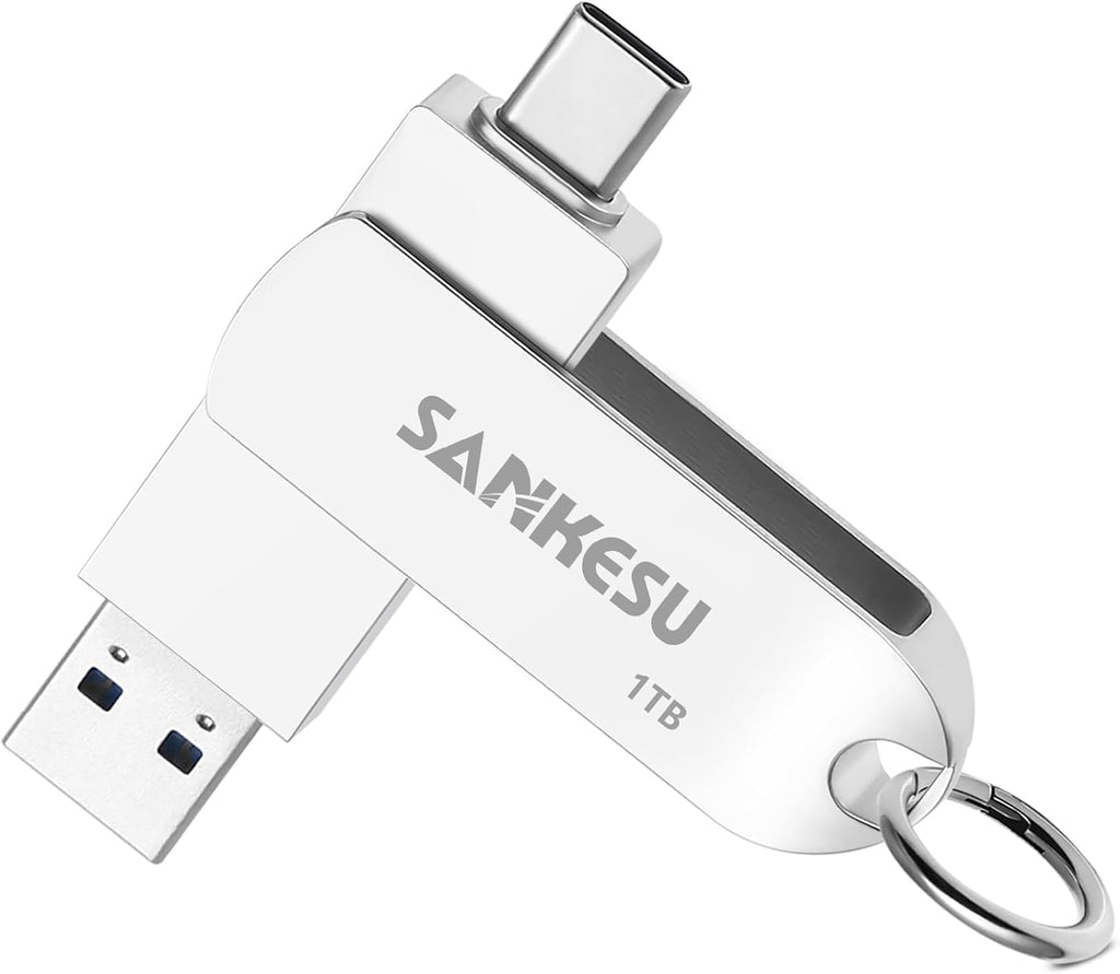 1TB USB C Flash Drive 3.0,Up to 120MB/s Read Speed, USB A and Type C OTG Thumb Drive, Dual Memory Sticks Compatible with iPhone 15, 16, 17 Series/Android Phones/PC/Laptop/Macs