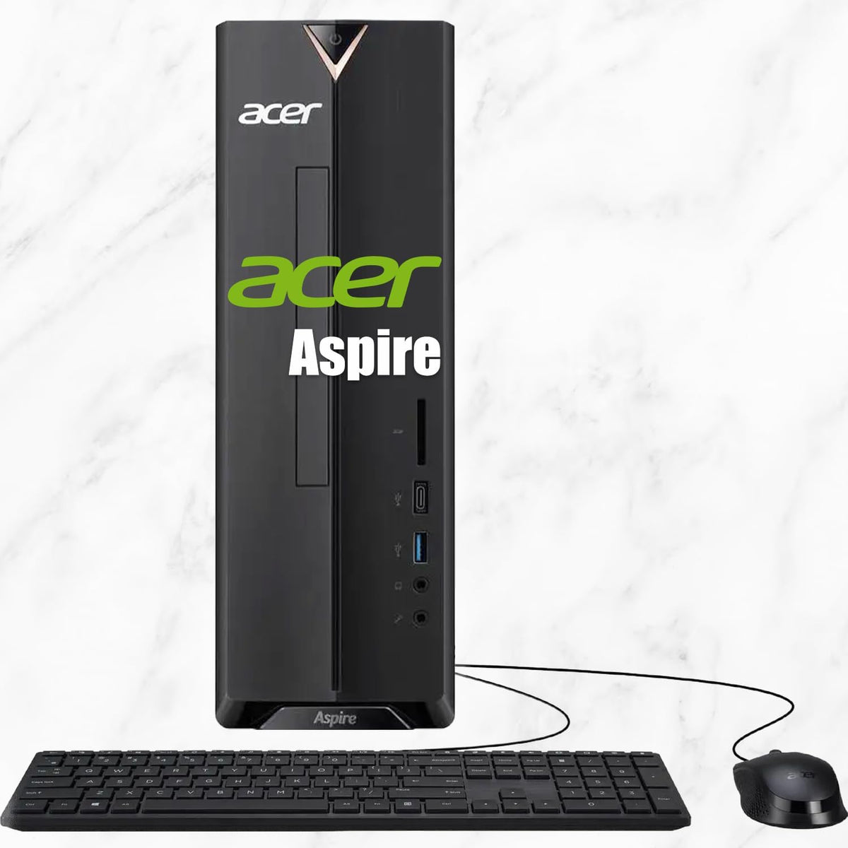 acer Aspire SFF 8L Desktop Computer | Intel Multi-Core CPU | 16GB RAM, 1TB Storage (512GB SSD+512GB External) | WiFi 6E | Intel UHD Graphic | Wired KB & Mouse, Lifetime Office 365 for The Web