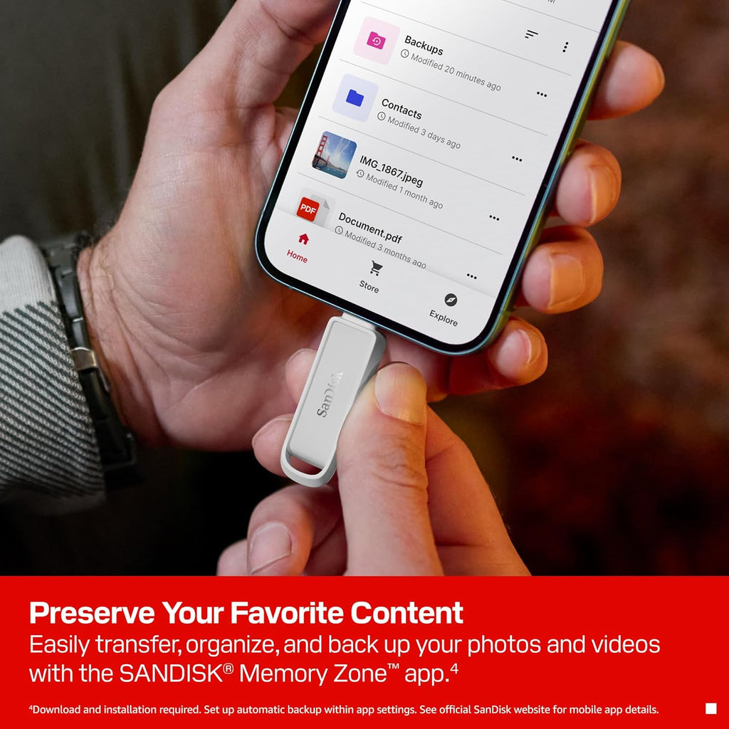 SANDISK 512GB Phone Drive with USB Type-C - for Smartphones, Tablets, and Computers - Up to 150MB/s, USB 3.2 Gen 1 - Arctic White - SDIXS0N-512G-GN6NE