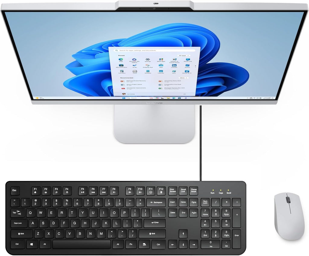 Lenovo 24 23.8" All-in-One Desktop Computer for Home Office, 16GB DDR4 RAM, 512GB PCIe SSD, Intel Processor 8-Core i3-N305, Lifetime Office 365 for Web, FHD AIO PC, WiFi 6, BT 5.2, Win 11, White