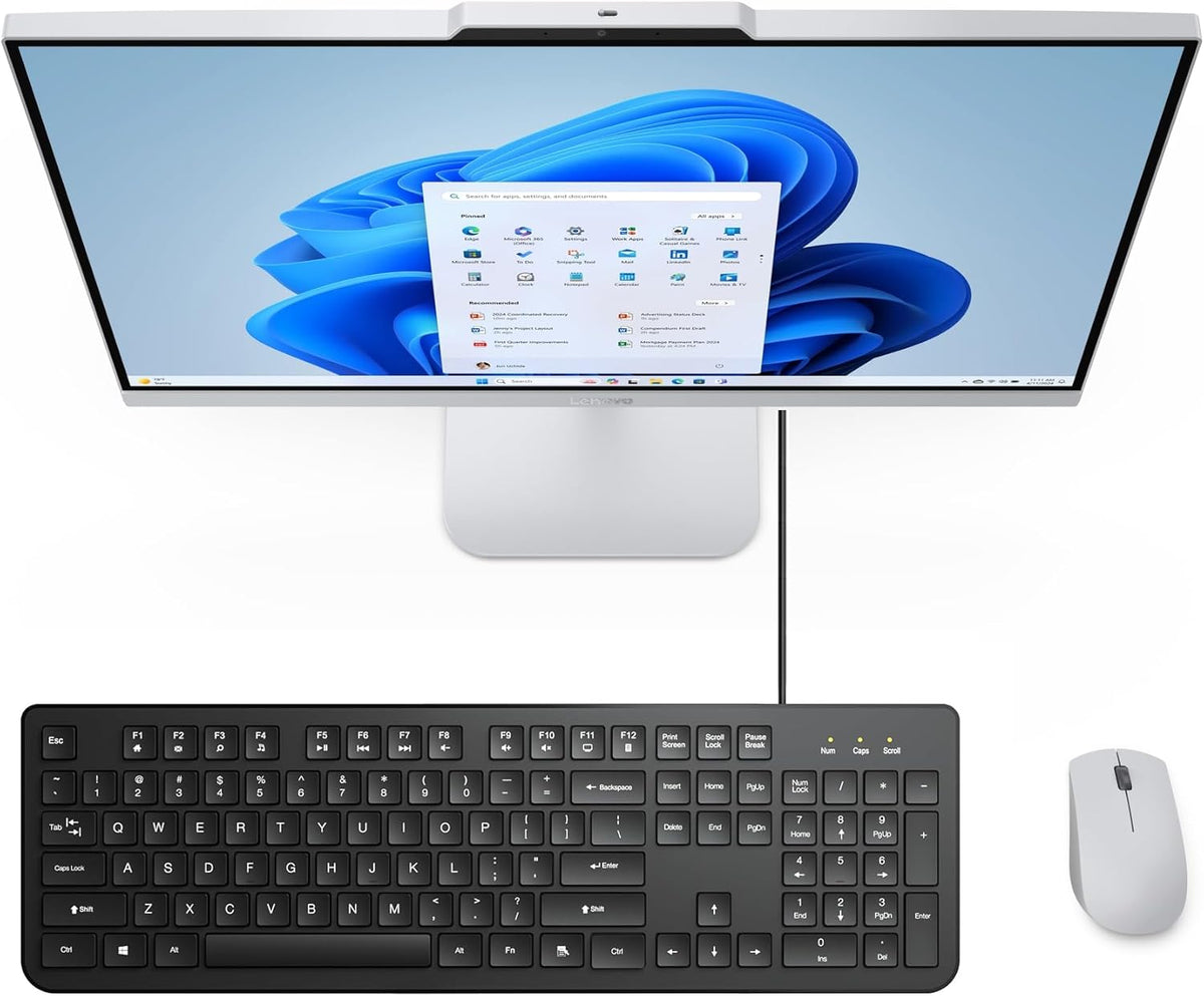 Lenovo 24 23.8" All-in-One Desktop Computer for Home Office, 16GB DDR4 RAM, 512GB PCIe SSD, Intel Processor 8-Core i3-N305, Lifetime Office 365 for Web, FHD AIO PC, WiFi 6, BT 5.2, Win 11, White