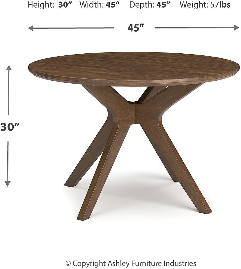 Signature Design by Ashley Lyncott Traditional Round Dining Room Table, Seats up to 4, Brown, 45" W x 29.75" H