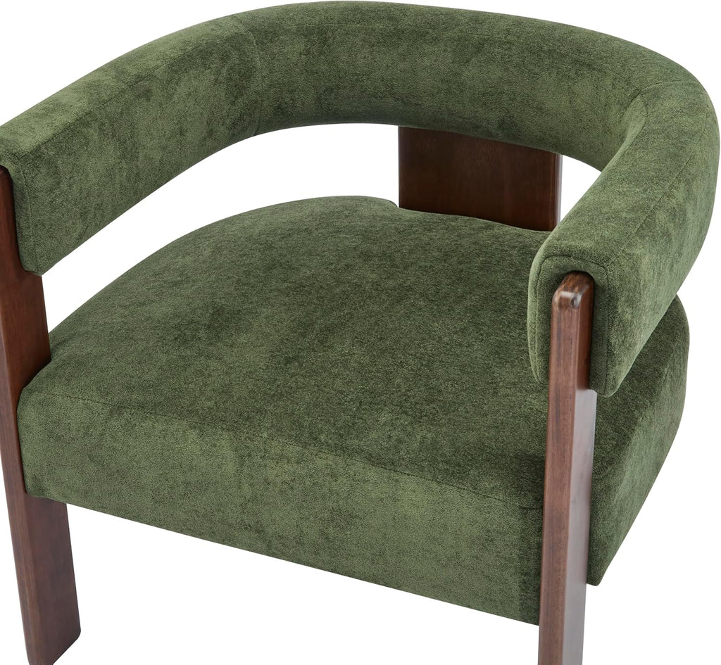 Christopher Knight Home Nettie Modern Accent Chair for Living Room, Velvet Fabric Single Lounge Sofa Chair with Wooden Frame, Comfy Reading Chair for Bedroom, Lounge Armchair with Cushion, Olive Green