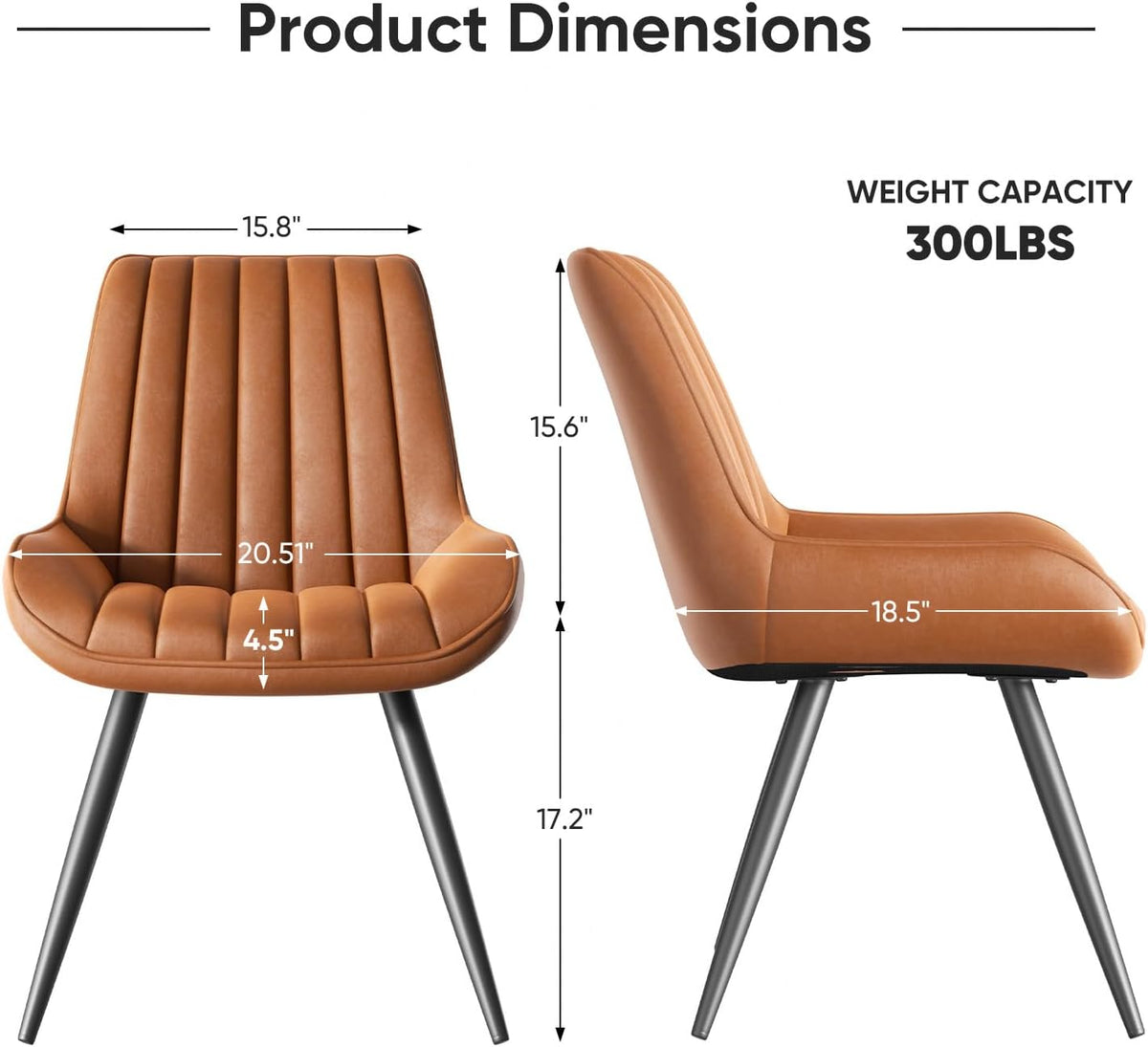 Nalupatio Modern Dining Chairs Set of 4, Comfy Dining Room Chairs with Thick Cushions, Upholstered Fabric Kitchen Side Chairs with Metal Legs, Brown