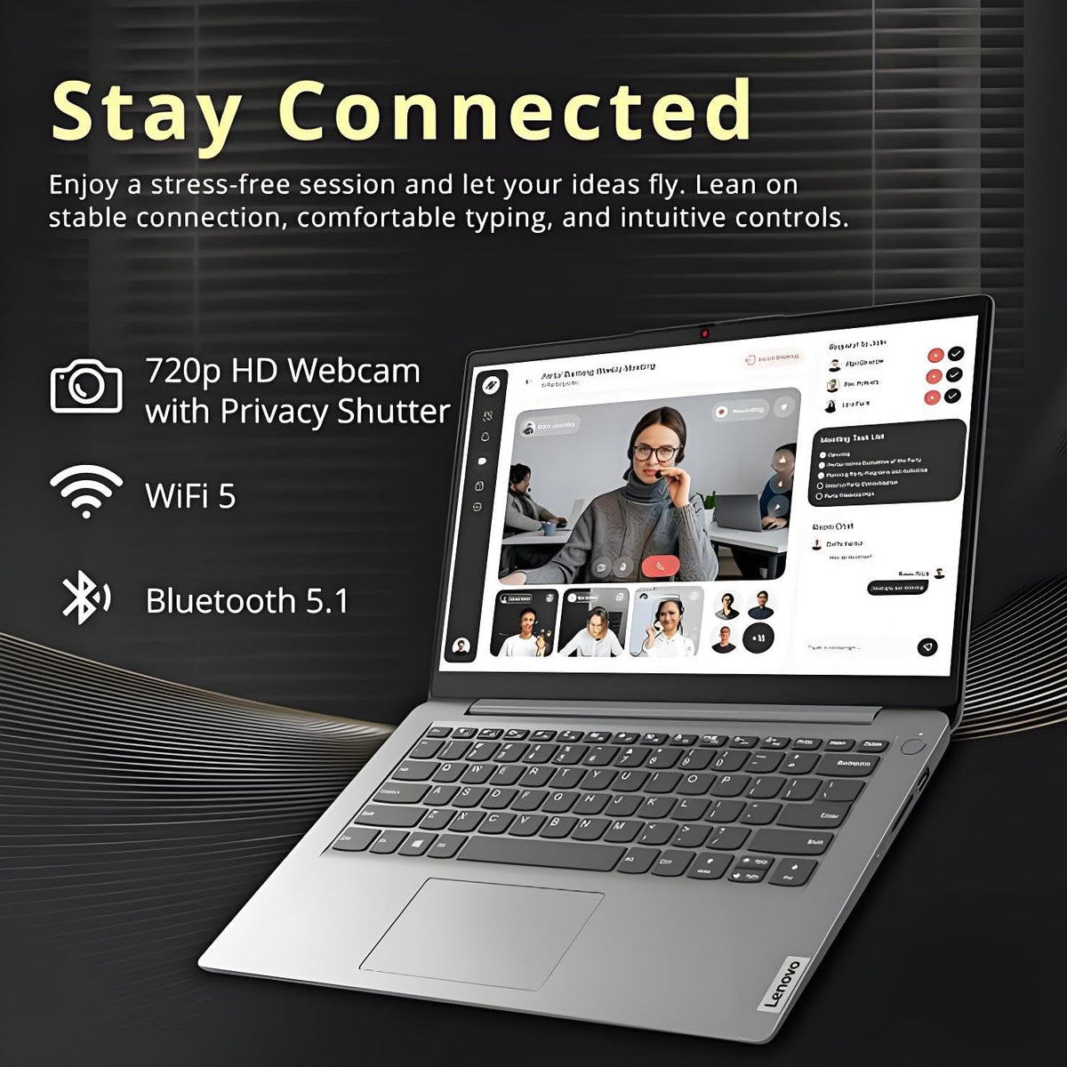 Lenovo Laptop Computer for Home and Office with Office 365, 14" HD Display, 20GB RAM, 256GB SSD, Intel Dual-Core, WiFi6, Bluetooth 5.2, USB-C, Portable Desgin, Long Battery, Windows 11 Home