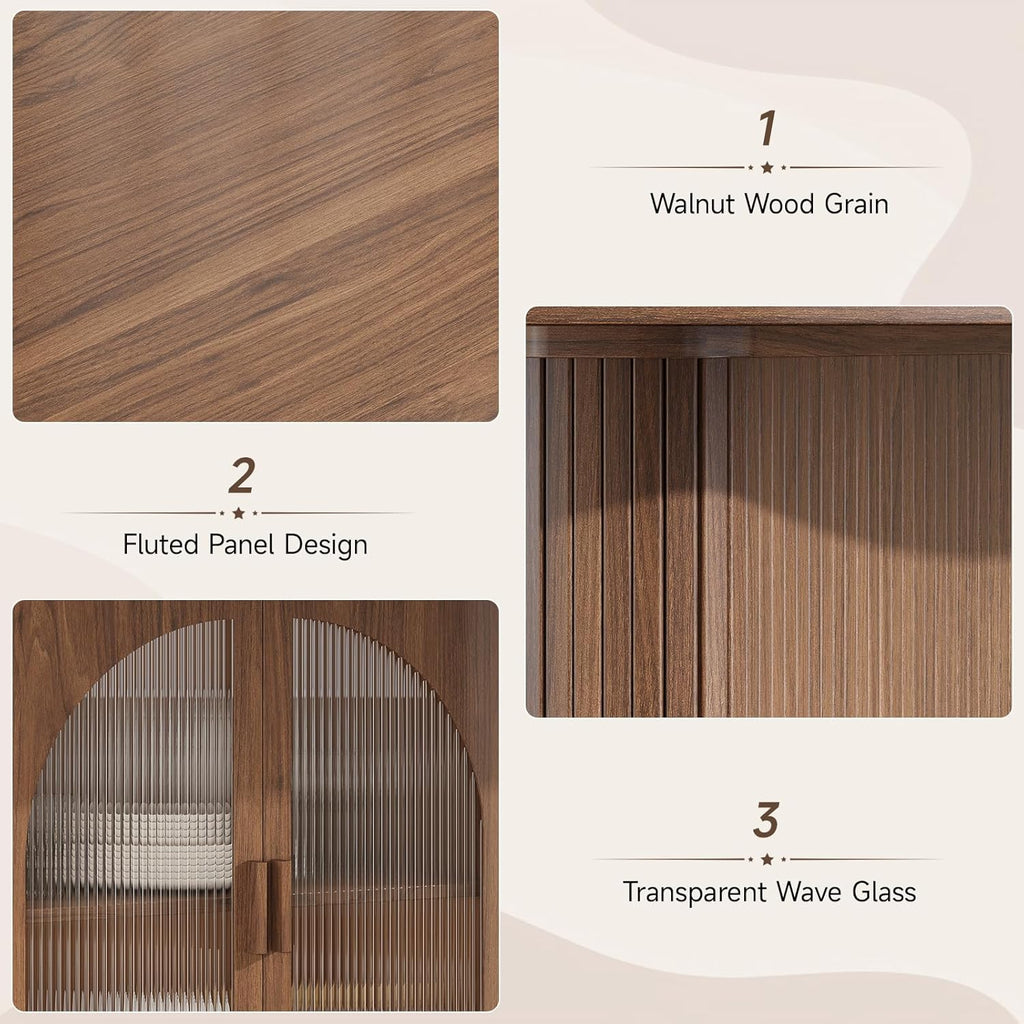 ONBRILL 70 Inch Oval Dining Table for 6-8, Modern Dining Room Table with 2-Tier Storage Space, Wood Kitchen Table with LED Light, Dinner Table with Heavy Duty Legs, Walnut