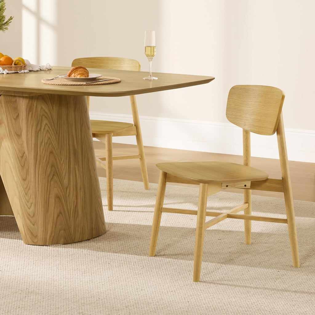 CHITA Wooden Dining Chairs Set of 4, Mid Century Modern Dining Room Chair, Natural Solid Wood Frame Kitchen Chairs, for Dining Room, Kitchen, Living Room (Solid Wood Seat, Oak)