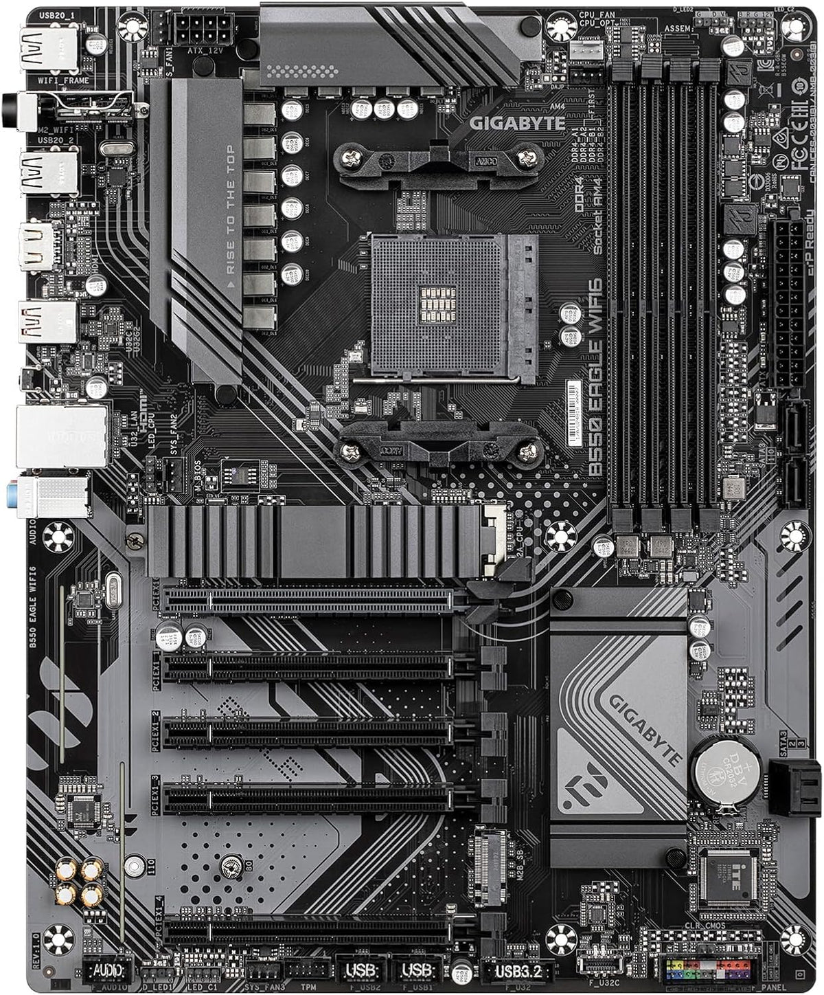 GIGABYTE B550 Eagle WIFI6 AMD AM4 ATX Motherboard, Supports Ryzen 5000/4000/3000 Processors, DDR4, 10+3 Power Phase, 2X M.2, PCIe 4.0, USB-C, WIFI6, GbE LAN, PCIe EZ-Latch, EZ-Latch, RGB Fusion
