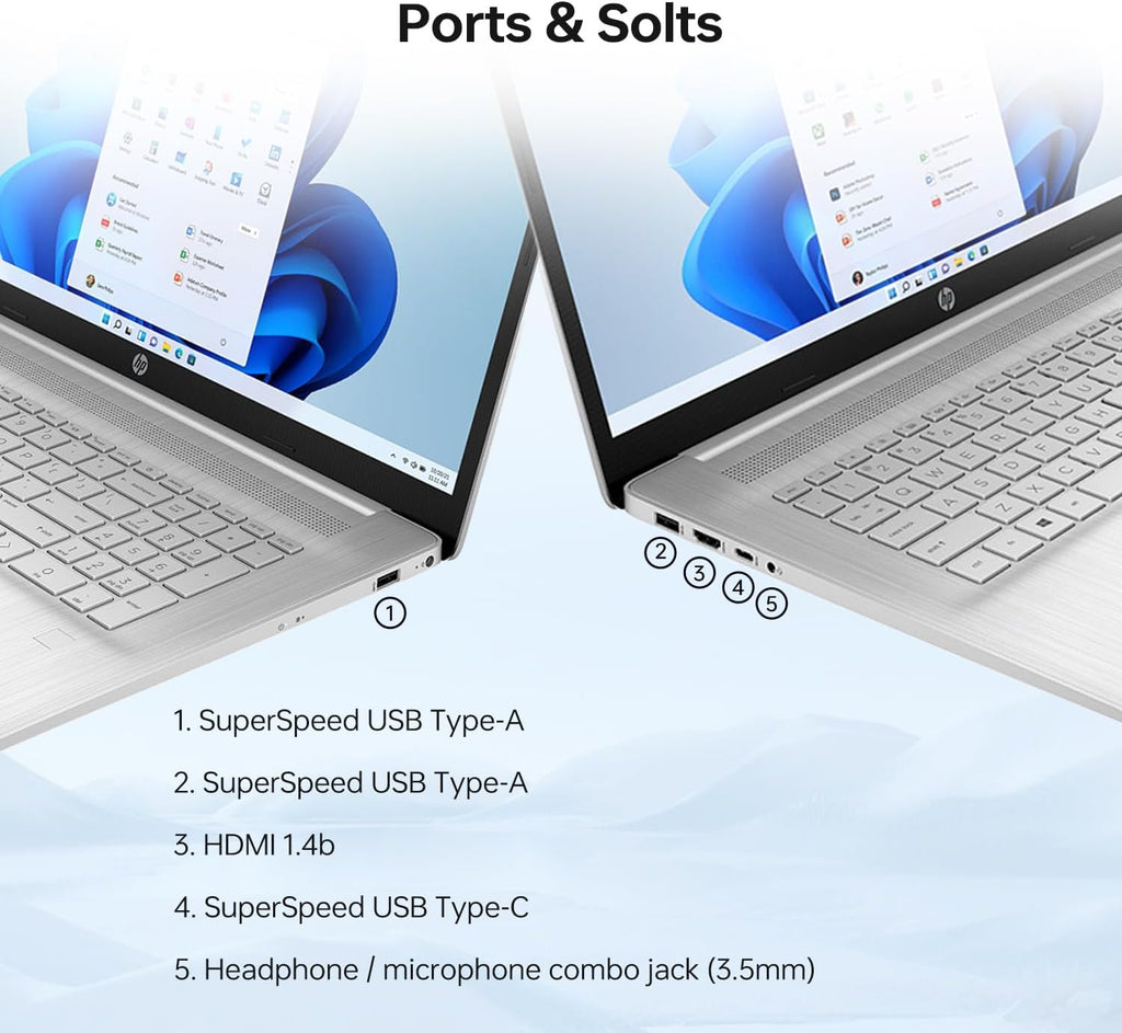 HP 17 Laptop, 17.3" HD+ Touchscreen, Intel Core i7-1255U Processor, 32GB RAM, 1TB SSD, Webcam, HDMI, Backlit Keyboard, Wi-Fi, Windows 11 Home, Silver
