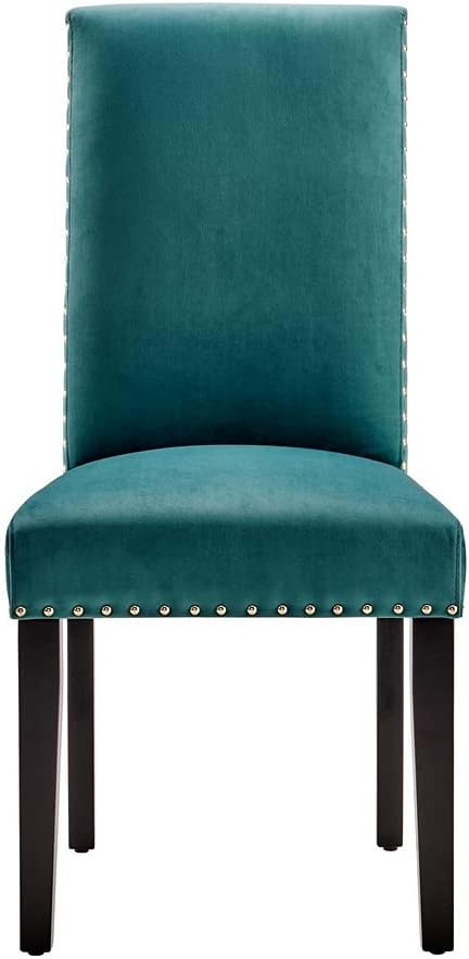 Modway Parcel Performance Velvet Dining Side Chairs - Set of 2, Teal