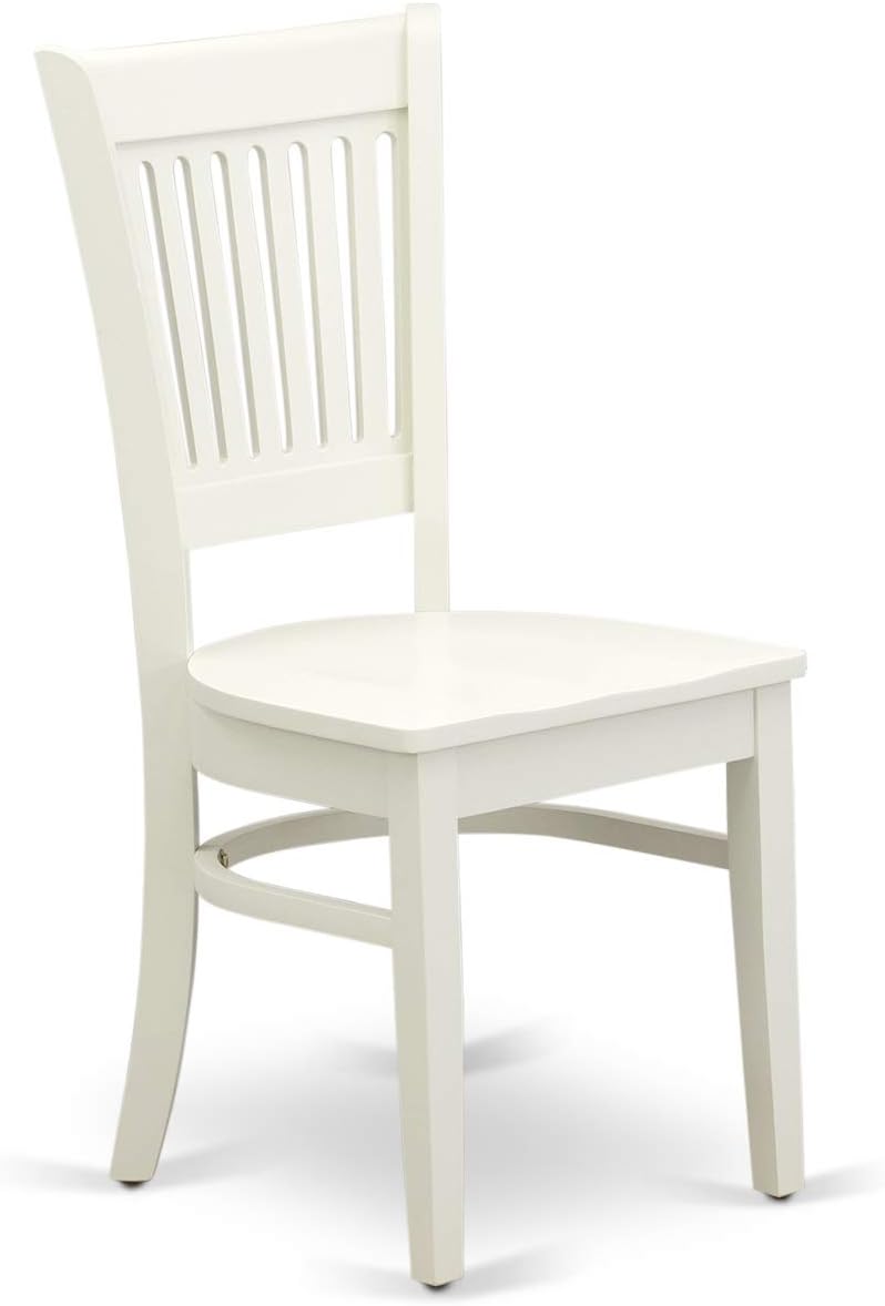 East West Furniture ANVA5-LWH-W 5 Piece Kitchen Table Set for 4 Includes a Round Dining Room Table with Pedestal and 4 Solid Wood Seat Chairs, 36x36 Inch, Linen White