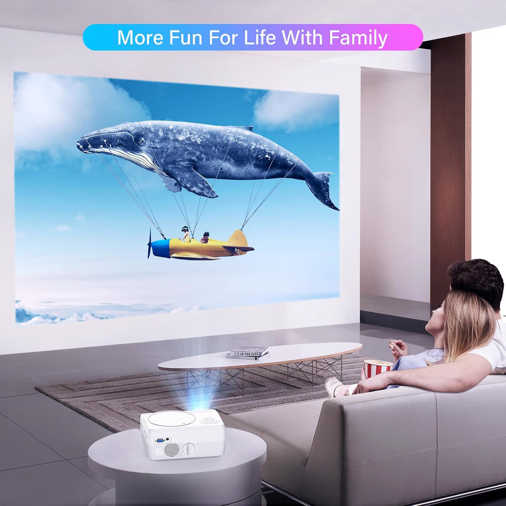 Full HD WiFi Bluetooth Projector Built in DVD Player, 12000LM 1080P Supported, Portable Mini DVD Projector for Outdoor Movies, 250" Home Theater, Compatible with iOS/Android/TV Stick/PS4/HDMI/USB/TF