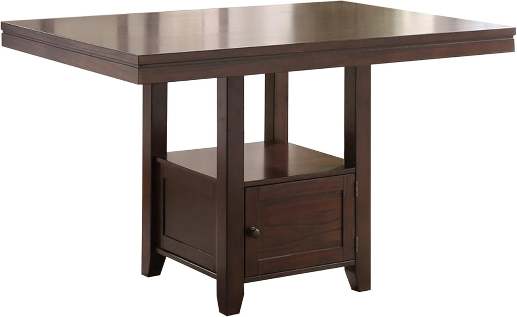 Steve Silver Furniture Yorktown 7-Piece Counter Table Set, 60" Table w/ 6 Upholstered Counter Chairs, Seats up to 8, Dining Room, Hidden Base Storage, 60" L x 42" W x 36" H, Espresso Brown