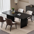 LITTLE TREE 63" Rectangle Dining Table, Modern Kitchen Table for 4-6 People, Large Dinner Table with Thick Sturdy Base for Kitchen, Dining Room (Black, MDF)