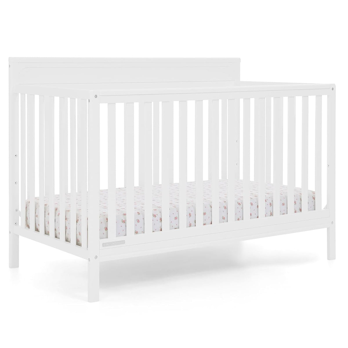 Delta Children Isabelle 6-in-1 Convertible Crib, Converts to Toddler Bed, Daybed, Sofa & Full Bed With/Without Footbaord, Fits Standard Crib Mattress, 3 Mattress Heights for Baby Nursery, Bianca White
