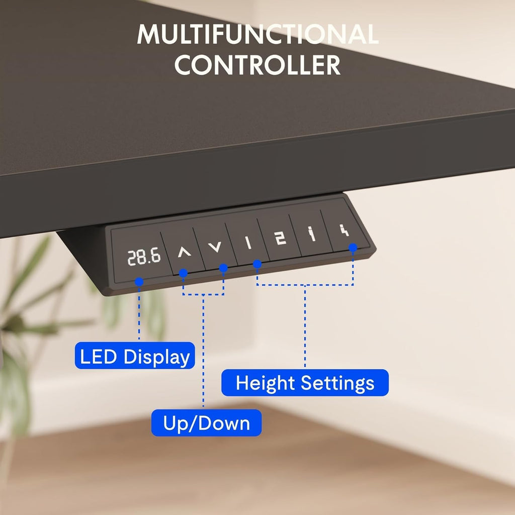 FLEXISPOT EN2 55''x28'' Electric Standing Desk with PC Stand Bundle, 1" Whole-Piece Desktop, Easy-to-Install Hanging Design PC Mount, Bundle for Home Office, Game & Small Spaces, Black